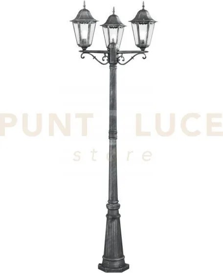 Palo firenze nero e silver 3 luci attacco e27 ip44 76,5x218cm in me...