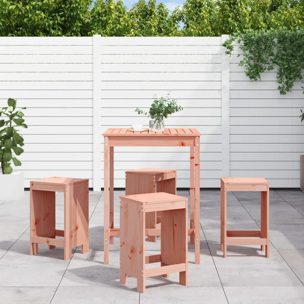 Set Da Bar Da Giardino 5 Pz İn Legno Massello Di Douglas /