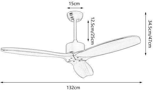ZEVENTI - Ventilatore a soffitto CUENCA Wi-Fi Tuya nero/rovere + DO