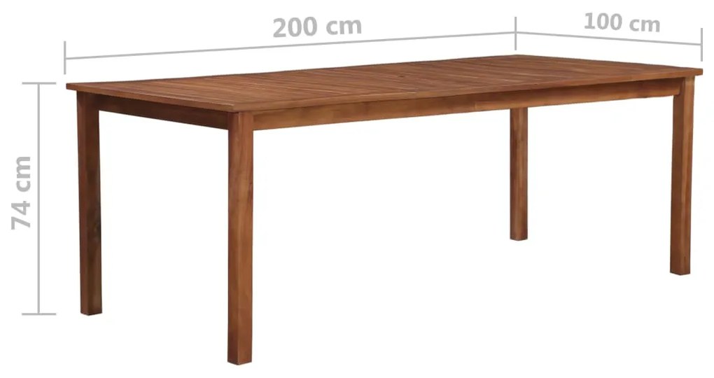 Tavolo da giardino 200x100x74 cm in legno massello di acacia