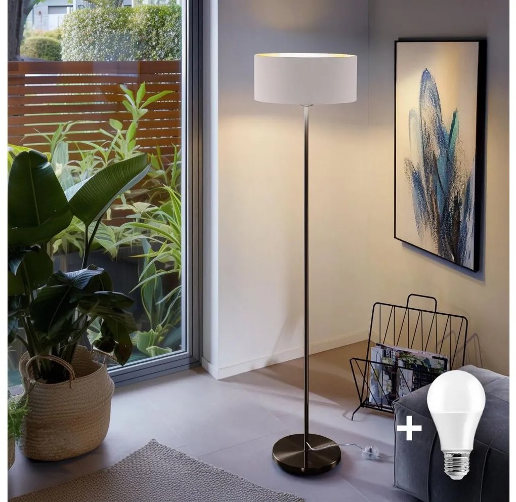 Lampada da terra LED TUNJA 1xE27/20W/230V Ø 38 cm nero/bianco