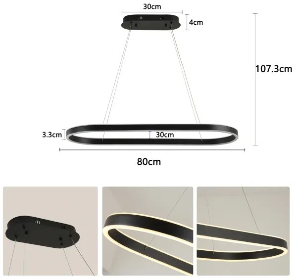 Brilagi - Lampada a sospensione LED su cavo PONDIE LED/43W/230V 80x30 cm nero