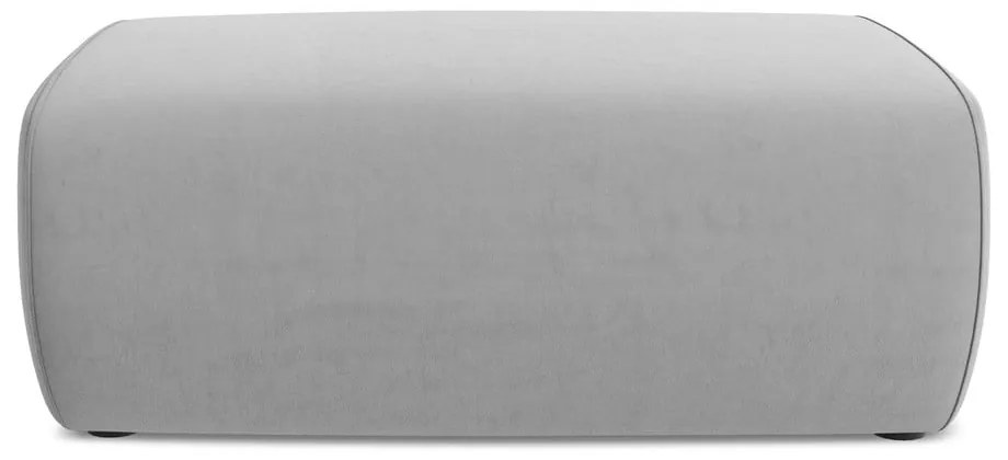 Poggiapiedi grigio chiaro con rivestimento in velluto Kapua – Makamii