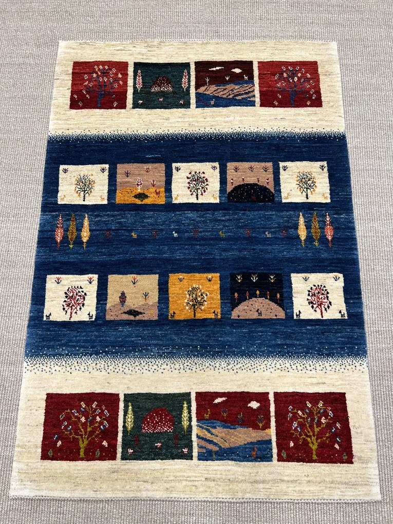 Loribaft Tappeto 150x100 Blu (Iran) Annodato A Mano