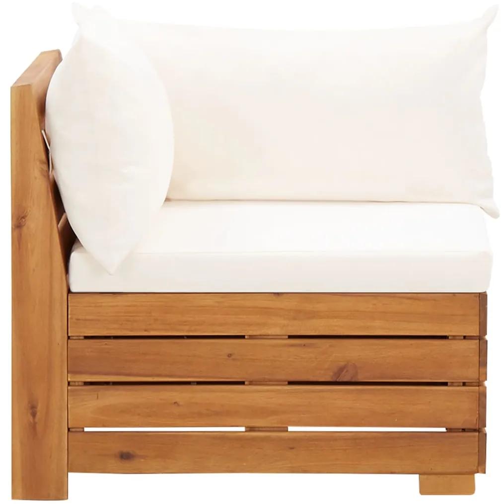Set divani giardino 5 pz con cuscini legno acacia bianco crema