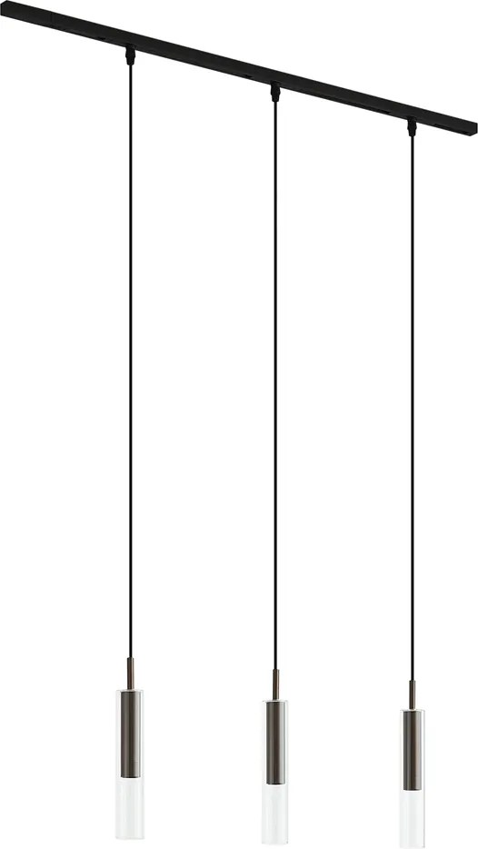 Sistema di illuminazione a binario moderno nero con 3 lampade a sospensione bronzo scuro 1-Fase - Slimline Loyce