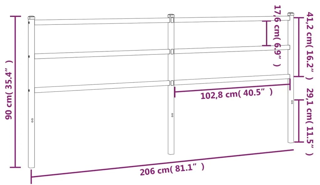 Testiera in metallo bianco 200 cm