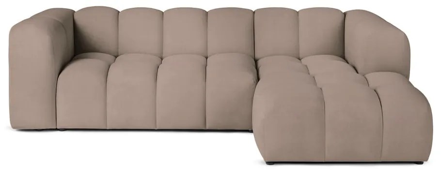 Divano angolare grigio tortora (con penisola a destra e chaise lounge) con rivestimento in velluto Cube – Bonami Selection