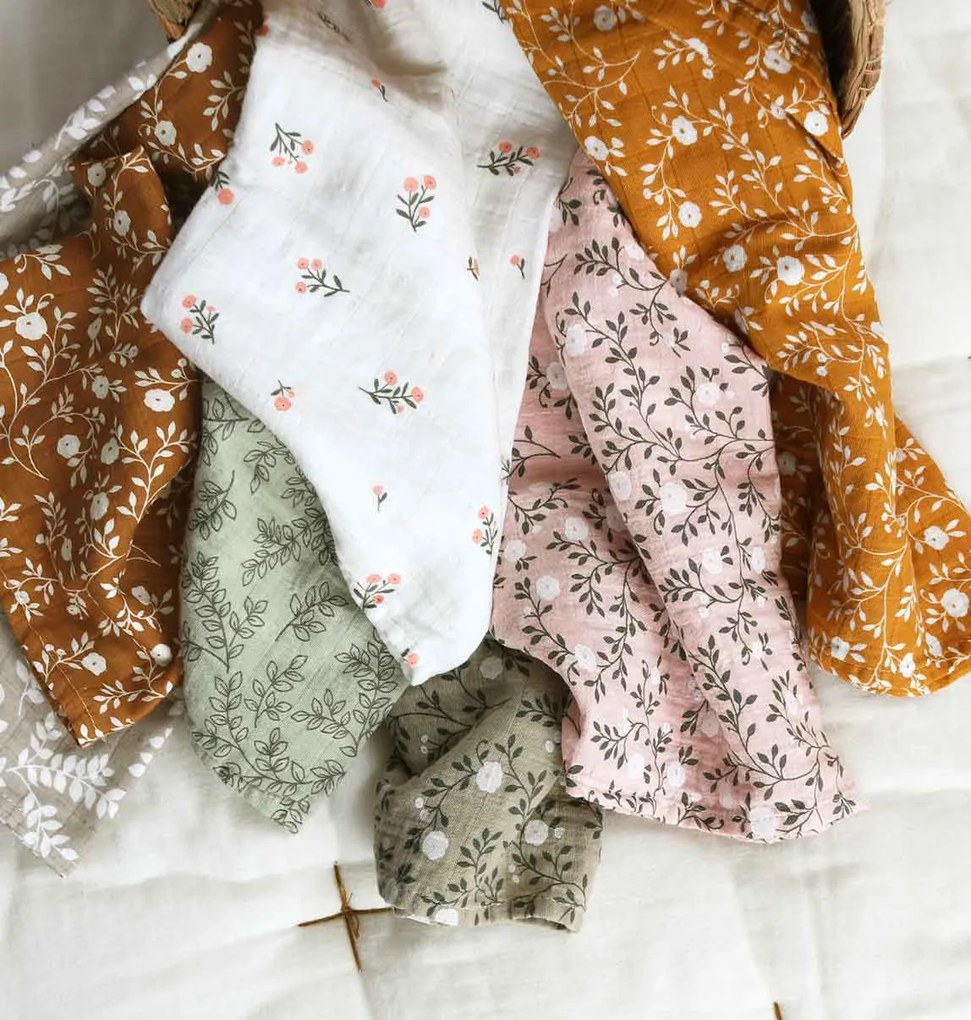 A Little Lovely Company - panni in mussola, blossom - dusty pink - 2 pezzi