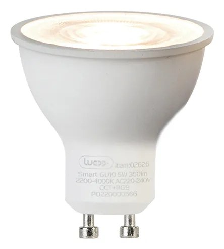 Sistema a binario intelligente monofase con 4 faretti WiFi GU10 neri - Jeana