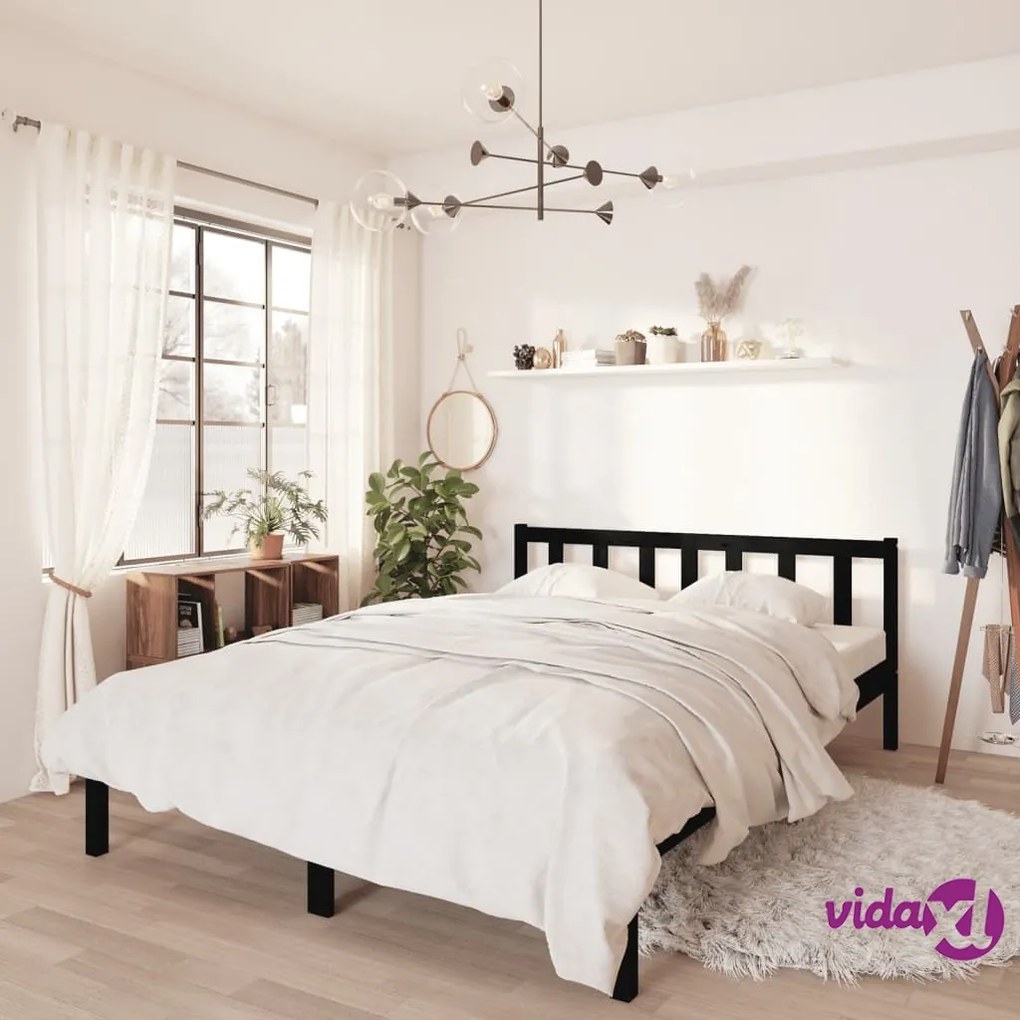 vidaXL Giroletto Nero in Legno Massello di Pino 120x200 cm