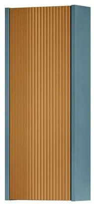 Pensile bagno Niwa laccato opaco blu pacifico con vetro senape, 1 anta apertura da sinistra P 17 x L 30 x H 78.5 cm