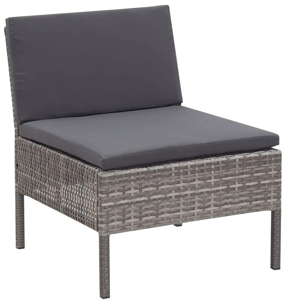 Set divani da giardino 3 pz con cuscini in polyrattan grigio