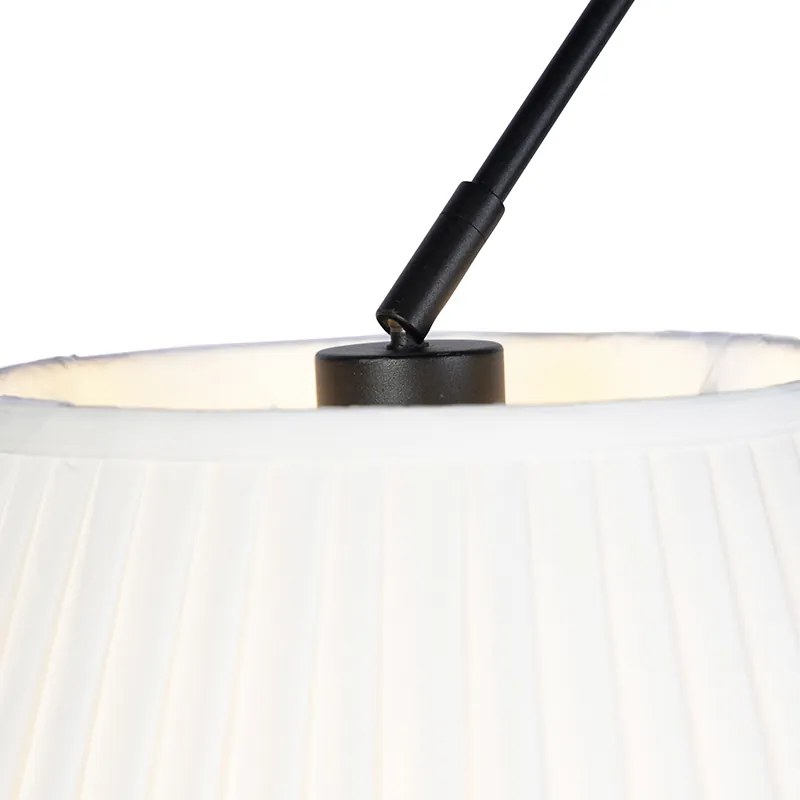 Lampada a sospensione nera con paralumi plissettati crema 35 cm 2 luci - Blitz