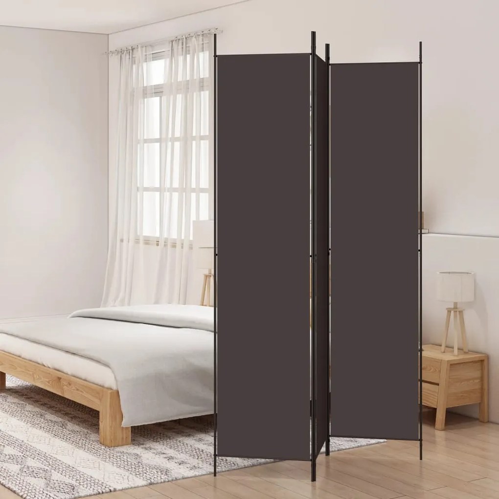 Divisorio a 3 pannelli marrone 150x220 cm in tessuto