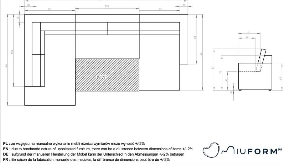 Divano letto angolare in velluto a coste beige Brave Dave - Miuform