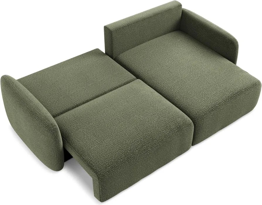 Divano angolare verde allungabile/con contenitore (con penisola a destra) Kalena – Makamii