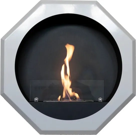 Caminetto a bioetanolo da parete 1.5KW in acciaio bianco RUBY mod. Palmanova
