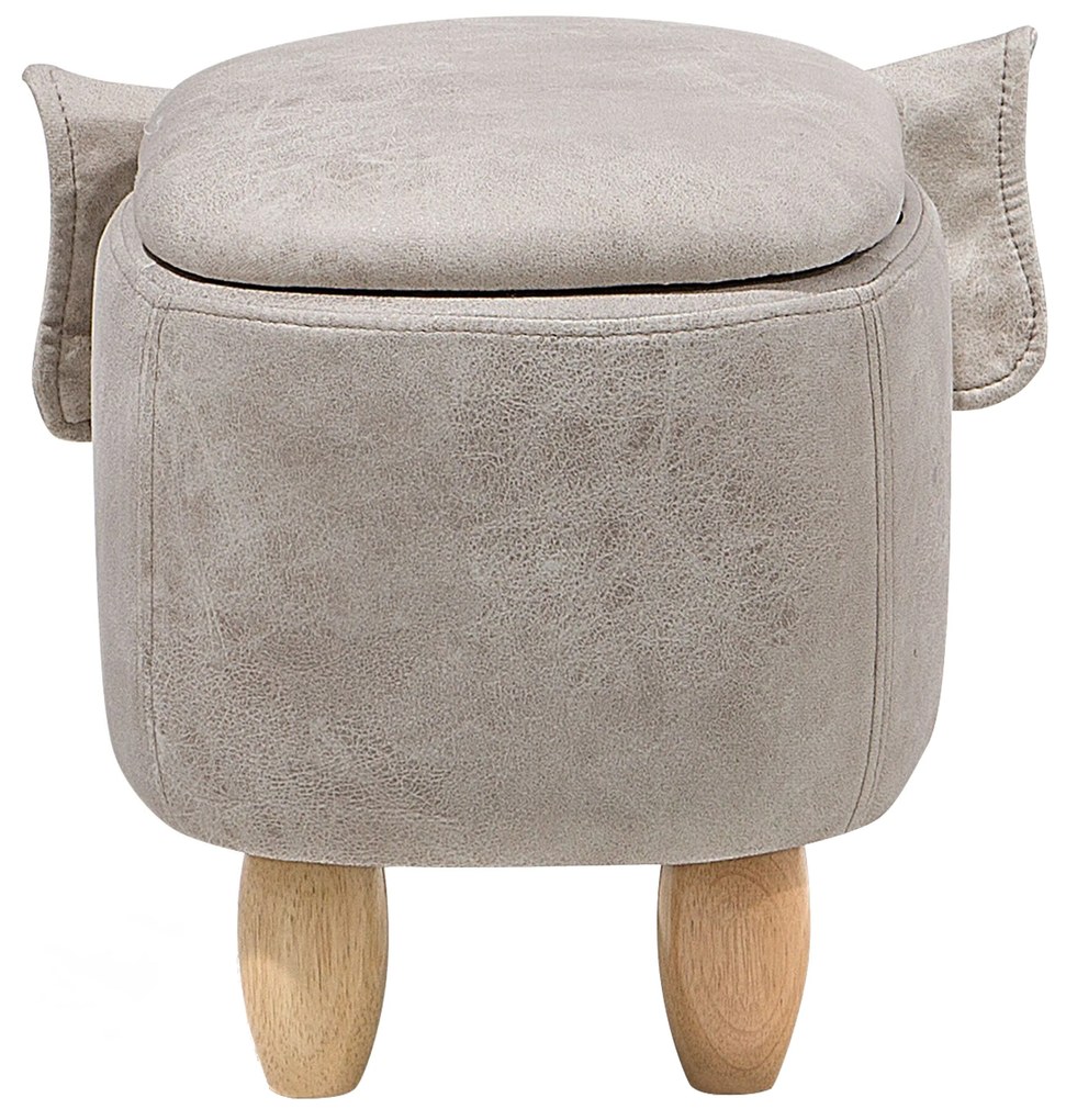 Pouf in tessuto similpelle grigio chiaro ELEPHANT Beliani
