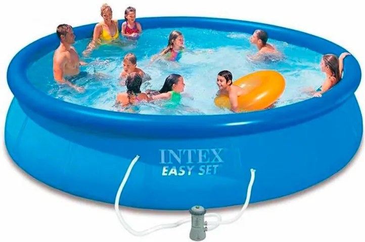 Intex - 28132NP – Piscina Fuori Terra Easy Set Rotonda, Pompa Filtro 2006 L/h, 5621 l, pvc, Azzurro, 366x76 cm