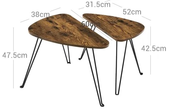 Set di 2 tavolini ELDUR marrone/nero