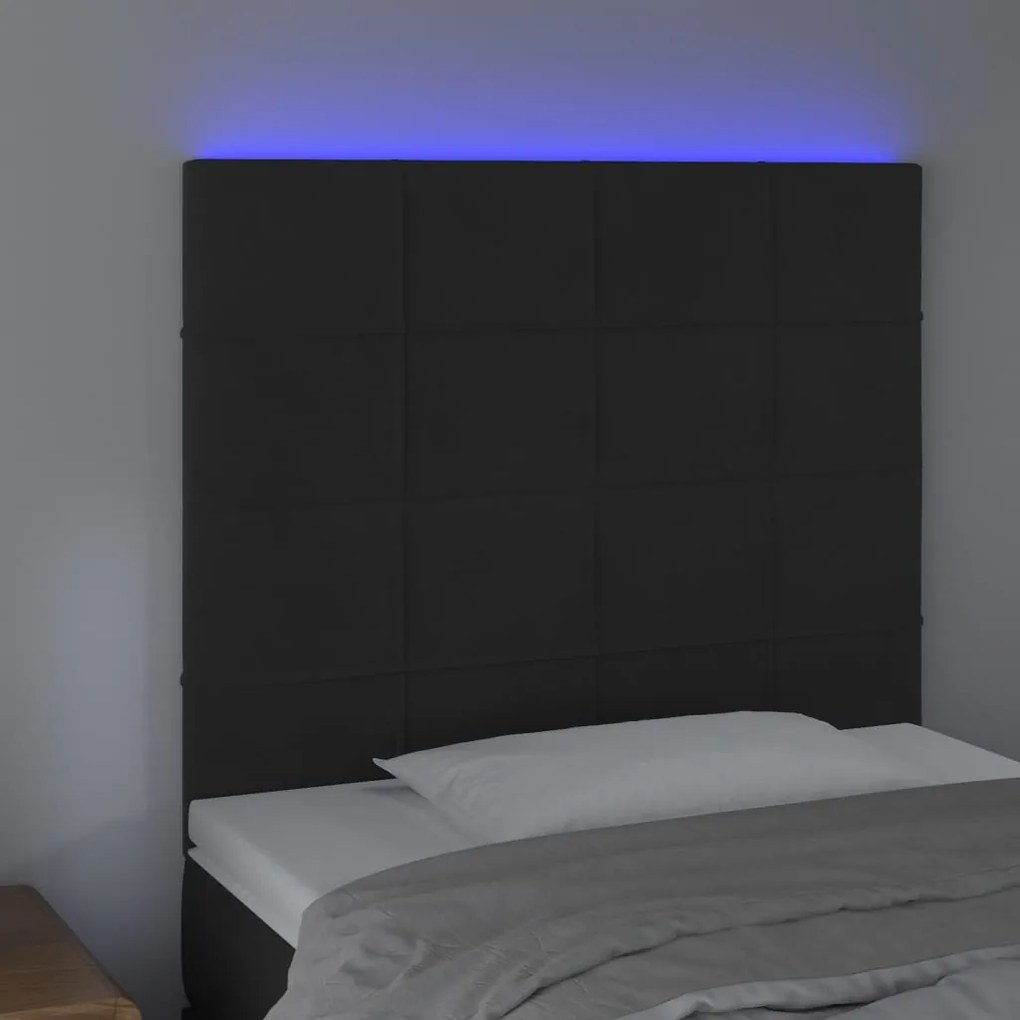 Testiera a led nera 100x5x118/128 cm in velluto