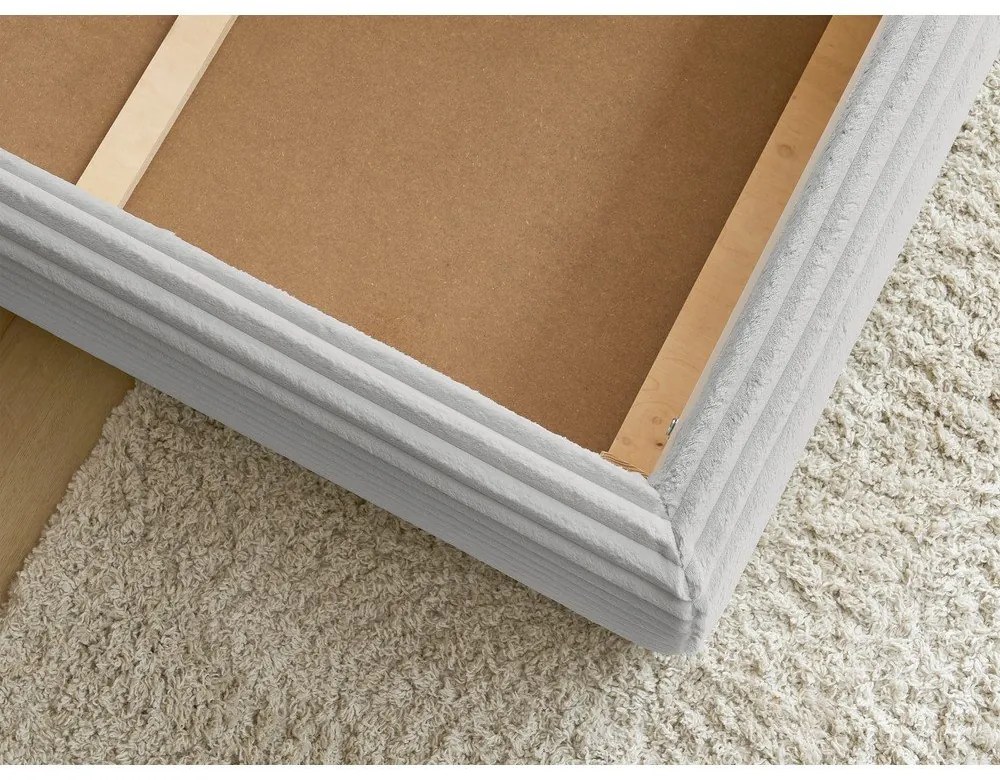 Letto matrimoniale in grigio chiaro imbottito con spazio contenitivo con griglia inclusa 180x200 cm Jade – Bobochic Paris