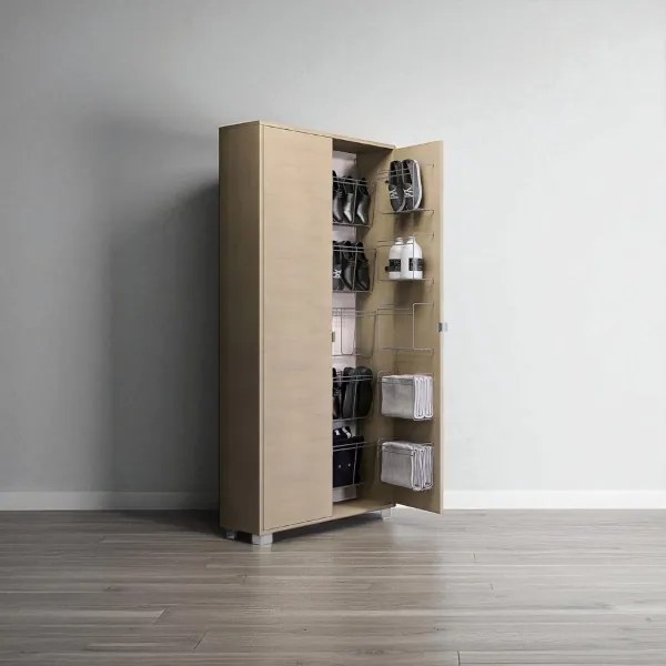 Armadio doppio a 2 ante con scarpiera in legno 84x190h cm Olmo Perla