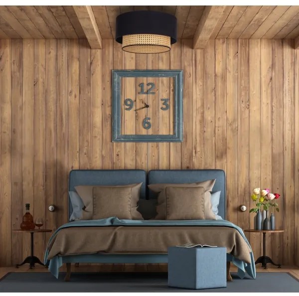 Duolla - Plafoniera BOHO 1xE27/15W/230V diametro 45 cm nero/rattan