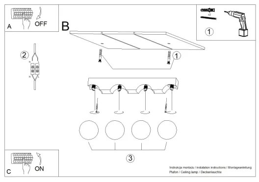 Sollux SL.1685 - Plafoniera BULBO 4xG9/8W/230V faggio/bianco