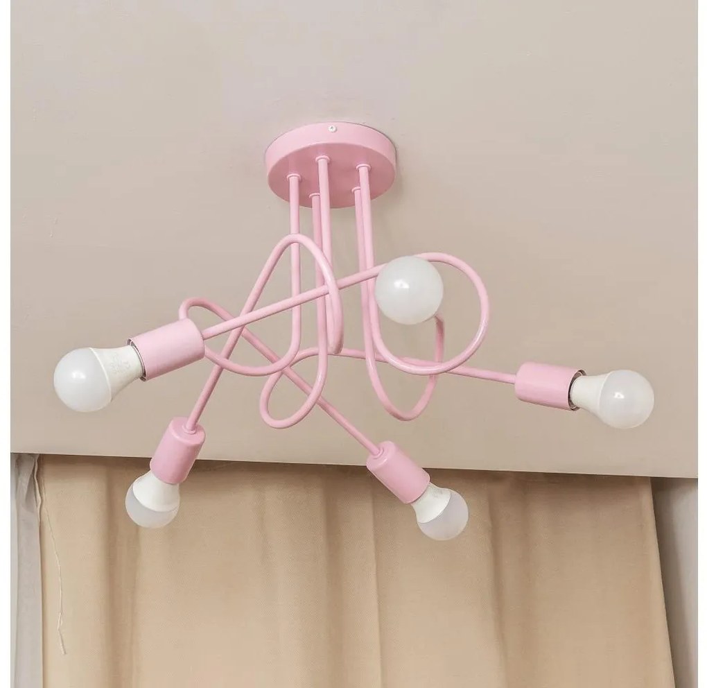 Plafoniera OXFORD 5xE27/15W/230V rosa