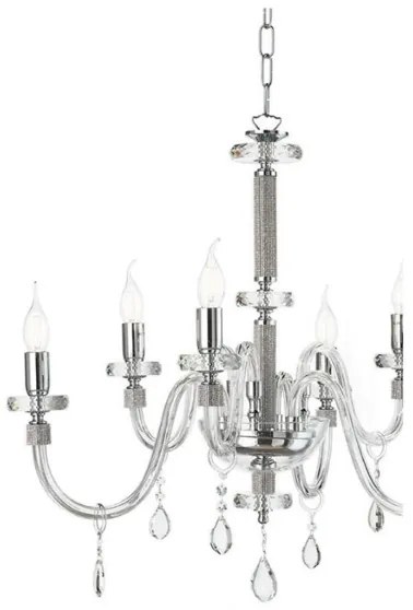 Lampada a sospensione DIDO D83 cm in vetro trasparente lavorato a mano 8 LUCI CROMO