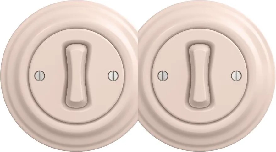 Kliklap - Interruttore doppio unipolare retrò con cornice n. 1 rosa antico