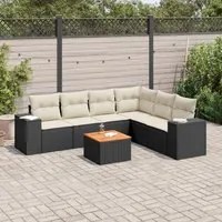 Set Divani da Giardino con Cuscini 7pz Nero Polyrattan 3225461