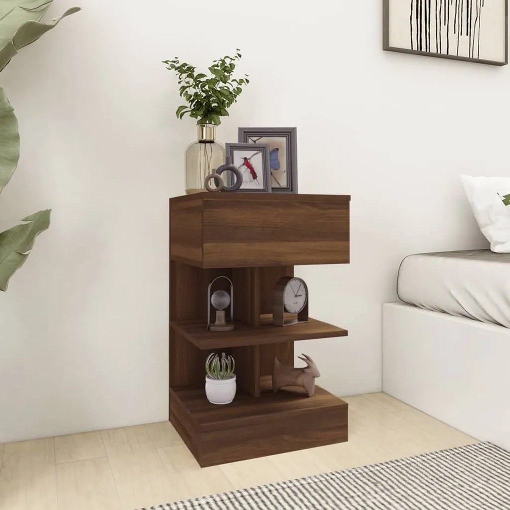 Comodino Rovere Marrone 40x35x65 Cm İn Legno Multistrato /