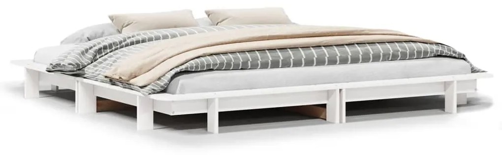Letto Senza Materasso Bianco 160x200 Cm Legno Massello Di Pino /