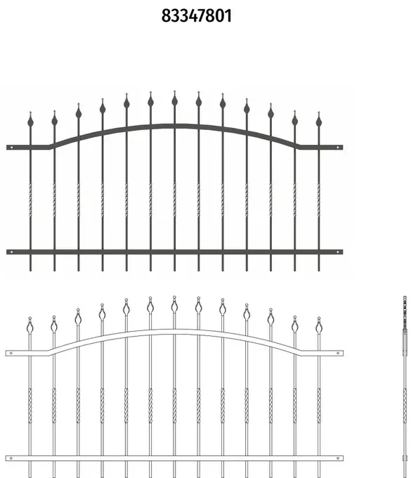 Recinzione arco in ferro verniciato nero L 196 x H 106 x P 3 cm