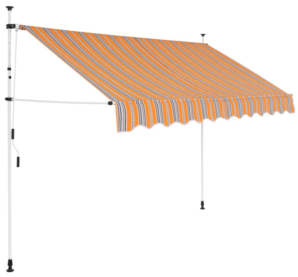 Tenda da Sole Retrattile Manuale 250 cm a Strisce Blu e Gialle