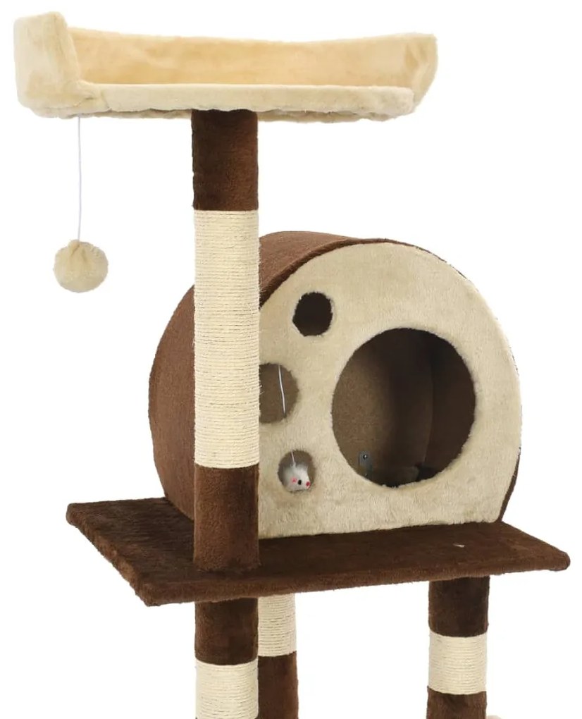 Albero per gatti con tiragraffi in sisal 127 cm beige e marrone