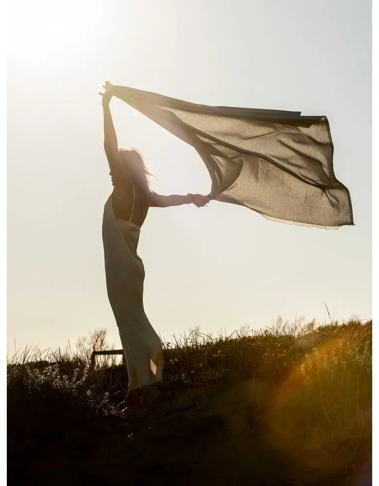 Plaid beige con cotone Summer , 140 x 180 cm Linen - Euromant