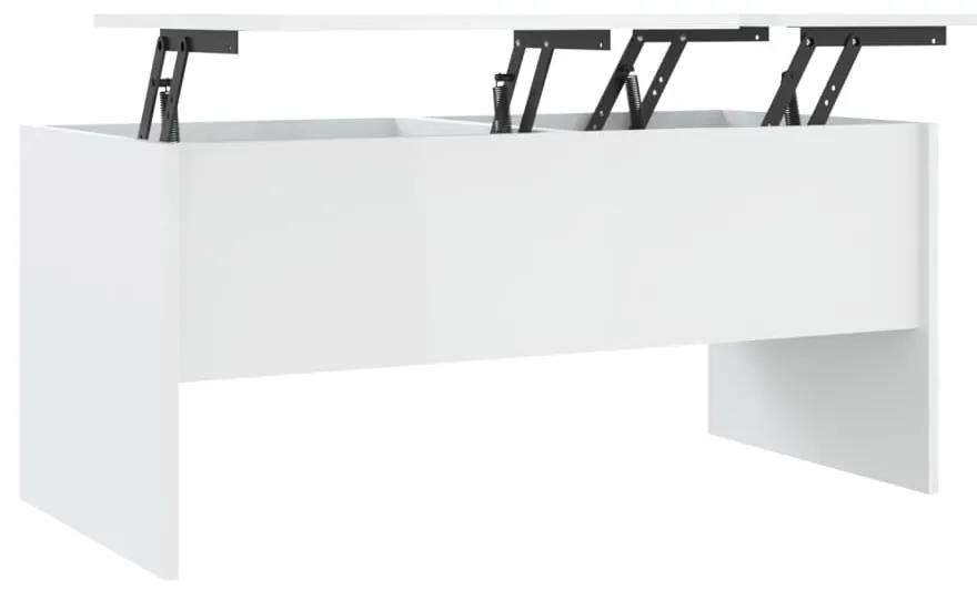 Tavolino bianco lucido 102x50,5x46,5 cm in legno multistrato