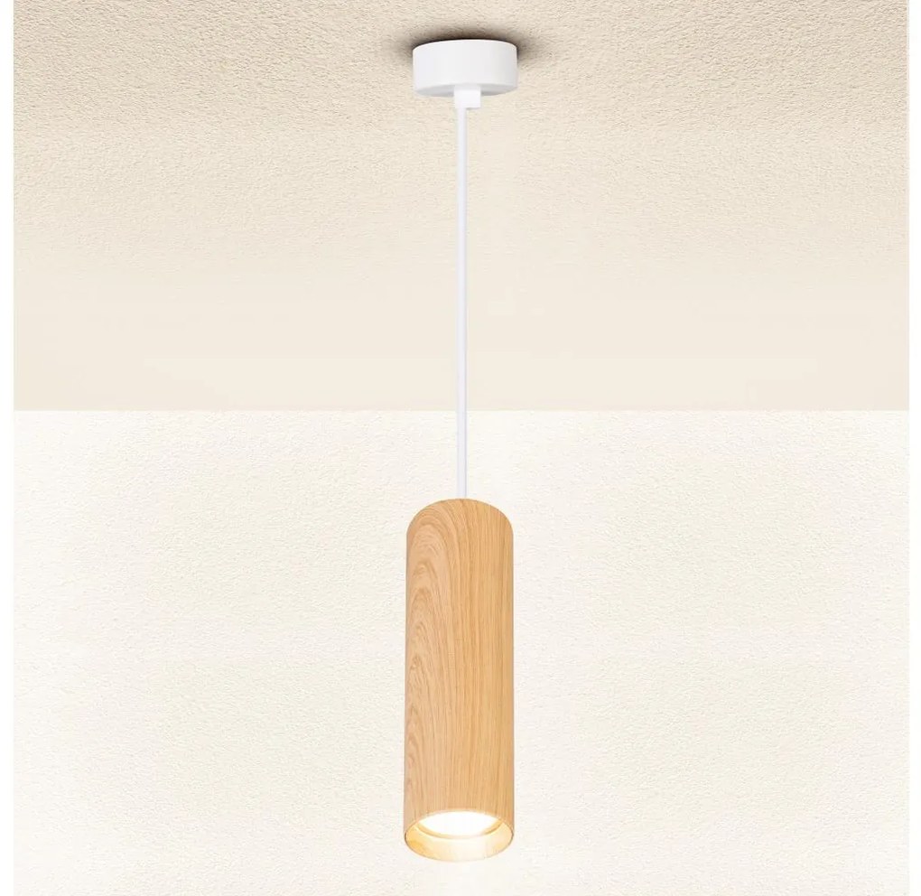 Brilagi - Lampadario a sospensione con filo SELE 1xGU10/30W/230V bianco/decorazioni in rovere