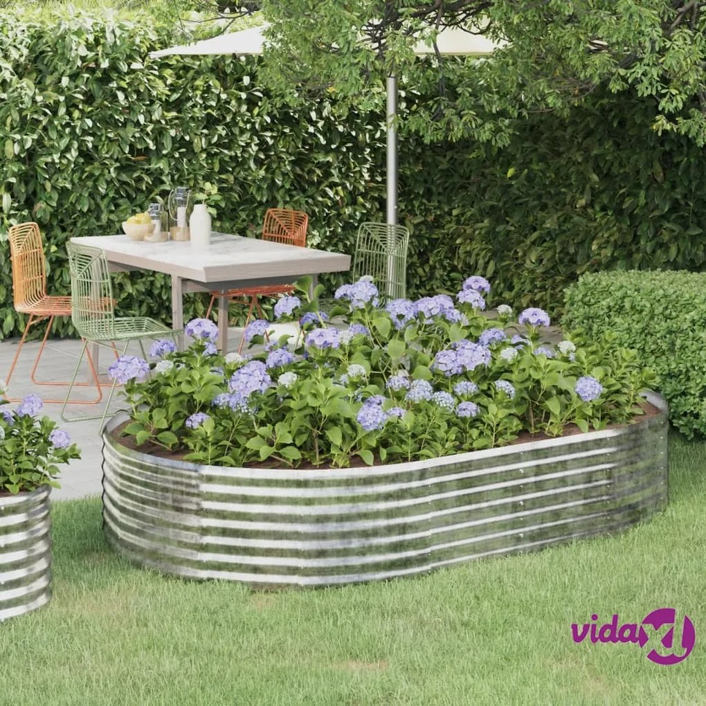 vidaXL Letto Giardino Acciaio Verniciato Polvere 214x140x36cm Argento