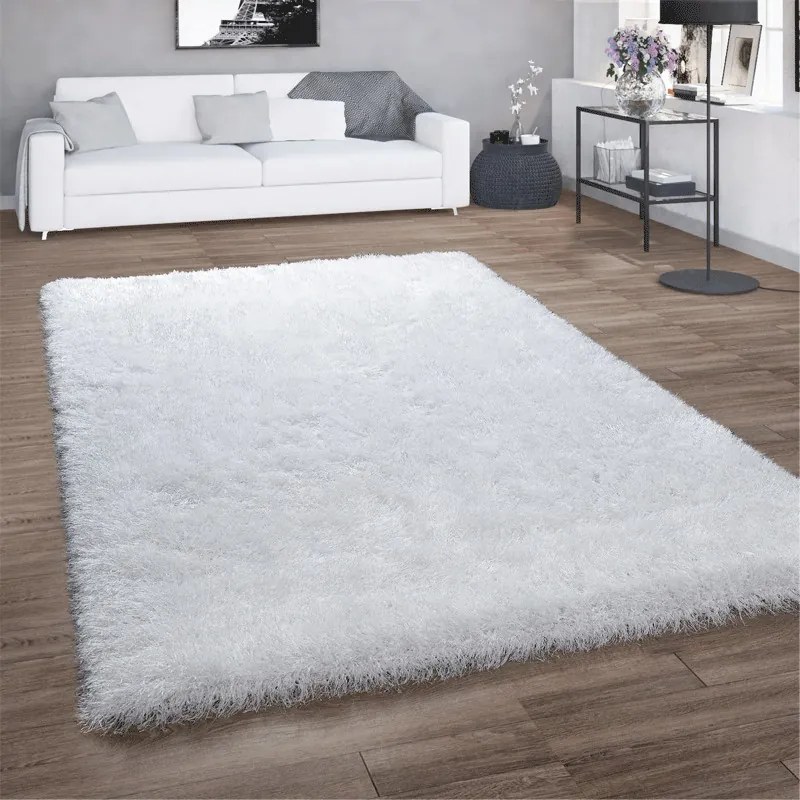 Tappeto Shaggy a Pelo Lungo Tinta unita Colori Assortiti  Colore Bianco, Dimensioni cm 120x160