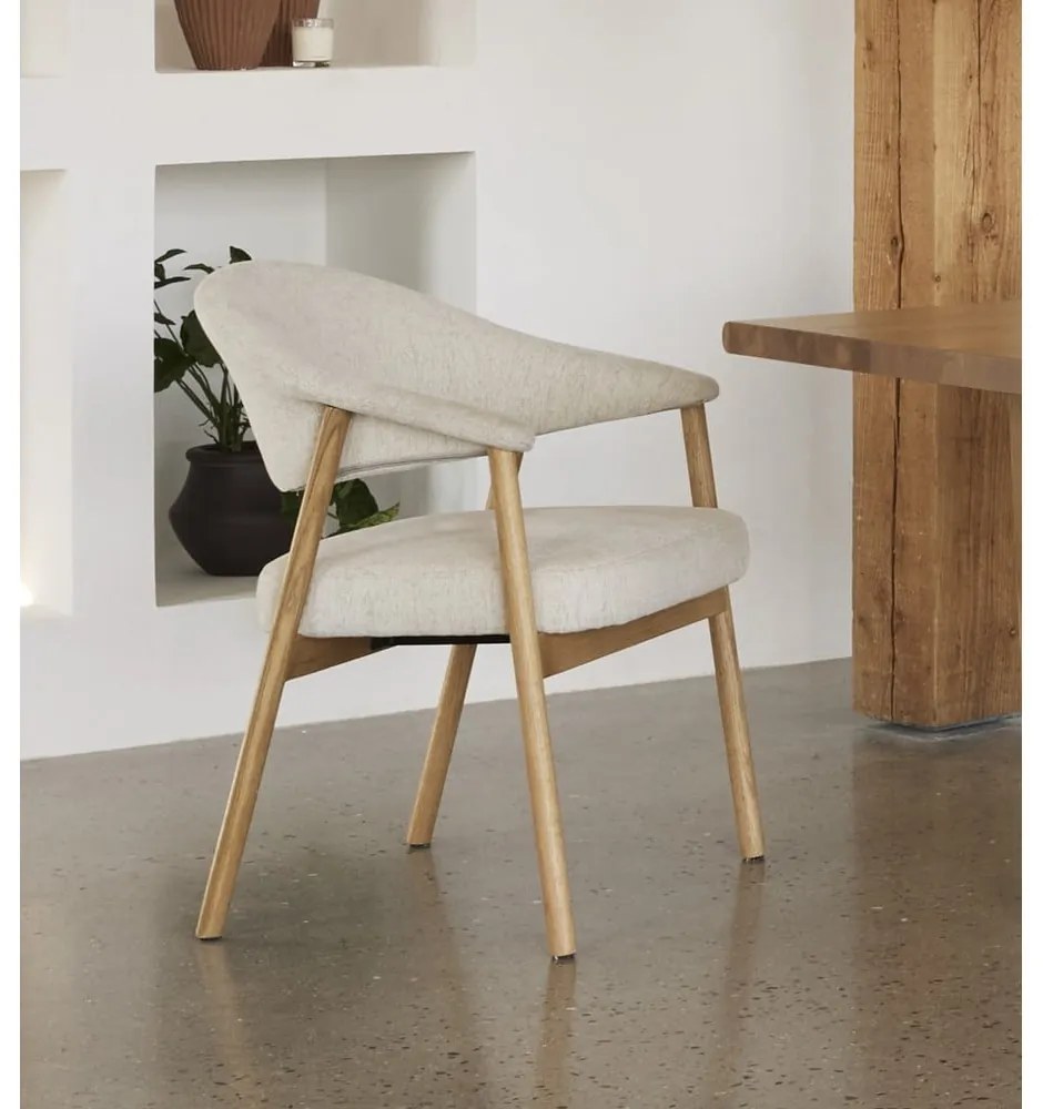 Set di sedie da pranzo color crema in rovere massiccio con braccioli 2 pz Elk – Unique Furniture