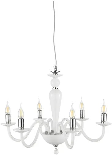 Lampada a sospensione PAGANINI a 12 LUCI in vetro lavorato a mano D84 cm BIANCO