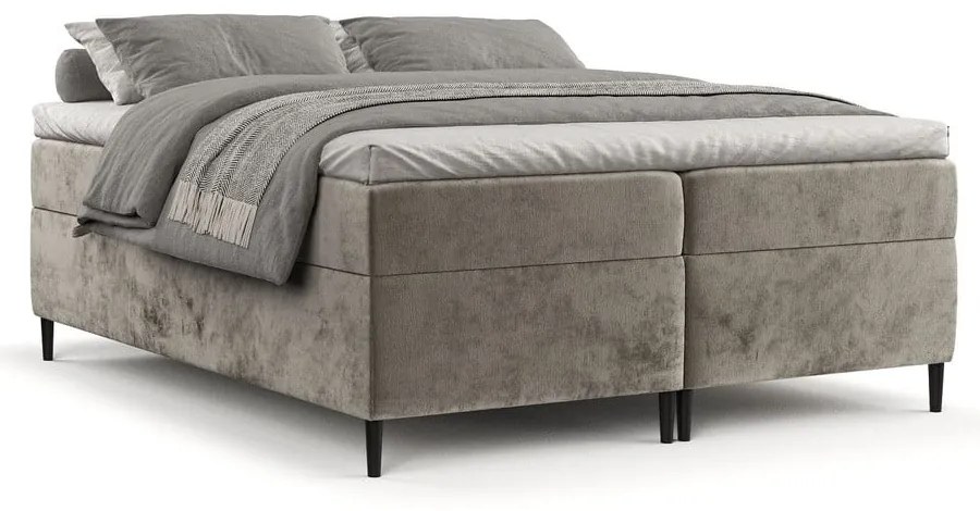 Letto boxspring marrone chiaro con contenitore 200x200 cm Araya - Maison de Rêve