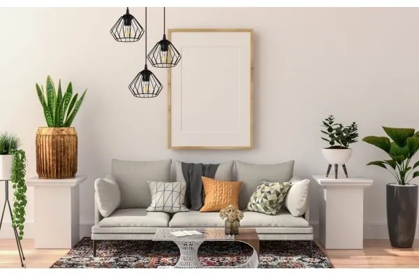 Lampadario a sospensione con filo CEED 3xE27/60W/230V nero