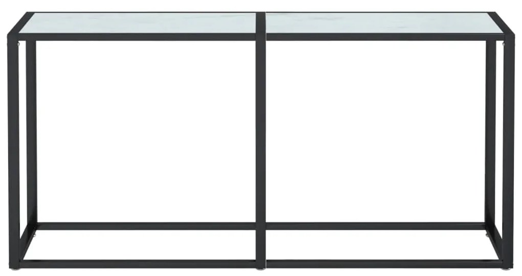 Tavolo consolle bianco marmo 160x35x75,5 cm in vetro temperato