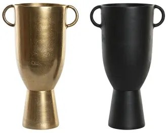 Vaso DKD Home Decor 25 x 18 x 41 cm Nero Dorato Alluminio Moderno (2 Unità)